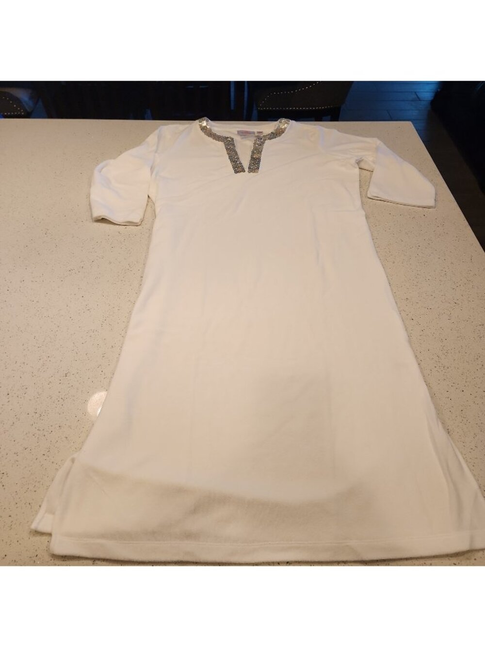 NWOT Quacker Factory White Terry Cloth Slip On Robe House Dress Size Large 46"L